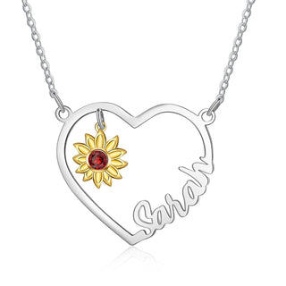 Copper Heart Shape Sunflower Necklace