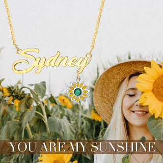 Rhodium Plated Sunflower Name Necklace