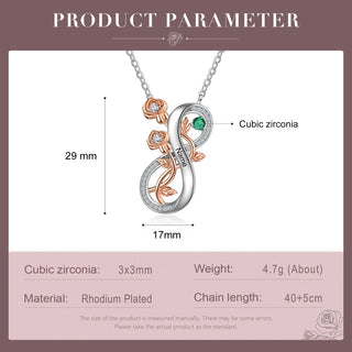 Rhodium Plated Infinity Rose Flower Necklace