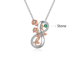 Rhodium Plated Infinity Rose Flower Necklace