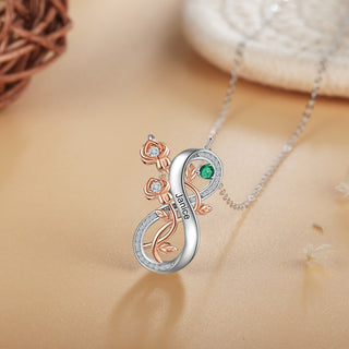 Rhodium Plated Infinity Rose Flower Necklace
