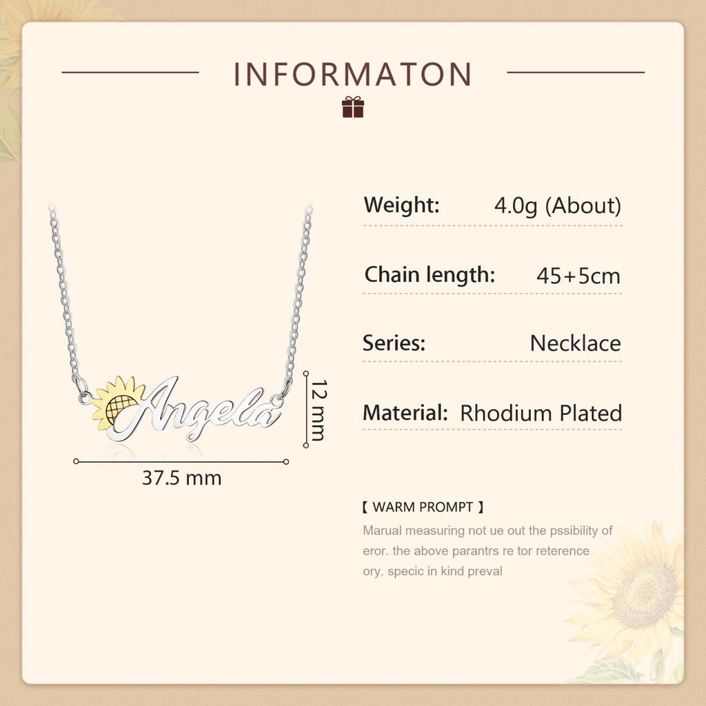 Personalized Rhodium Plated Cuatom Name Necklace