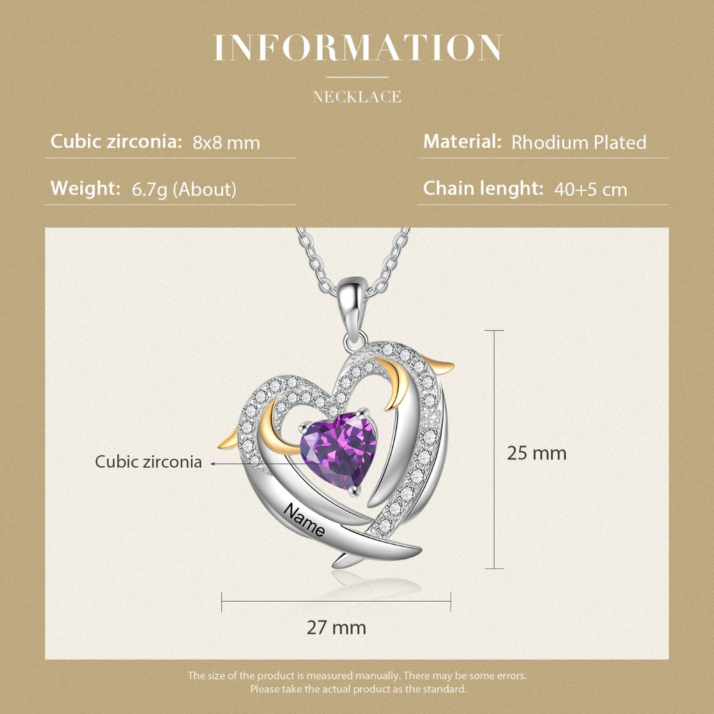 Copper Birthstone Heart Shape Pendant Necklace