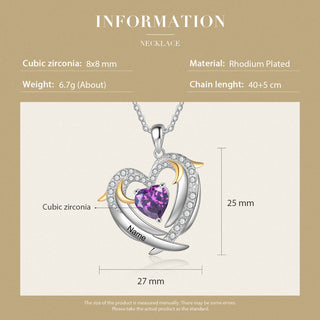 Copper Birthstone Heart Shape Pendant Necklace