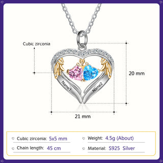 S925 Silver Birthstone Heart Shape Pendant Necklace