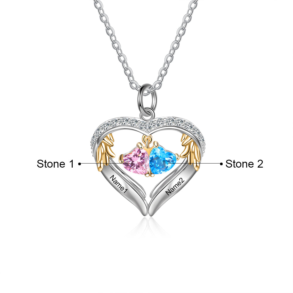 S925 Silver Birthstone Heart Shape Pendant Necklace