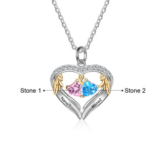 S925 Silver Birthstone Heart Shape Pendant Necklace