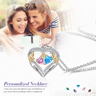 S925 Silver Birthstone Heart Shape Pendant Necklace
