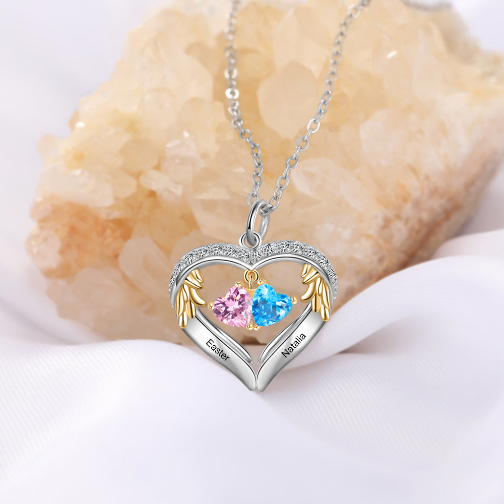 S925 Silver Birthstone Heart Shape Pendant Necklace