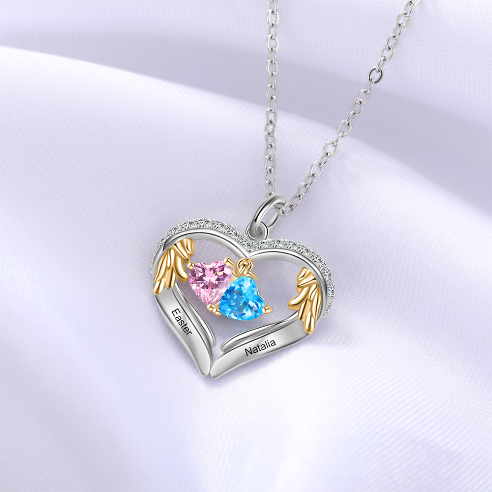 S925 Silver Birthstone Heart Shape Pendant Necklace