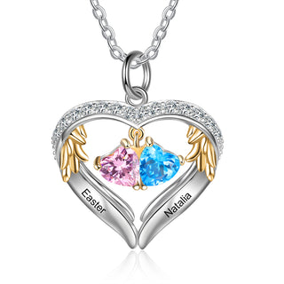 S925 Silver Birthstone Heart Shape Pendant Necklace