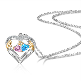 S925 Silver Birthstone Heart Shape Pendant Necklace