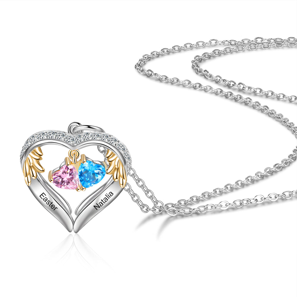 S925 Silver Birthstone Heart Shape Pendant Necklace