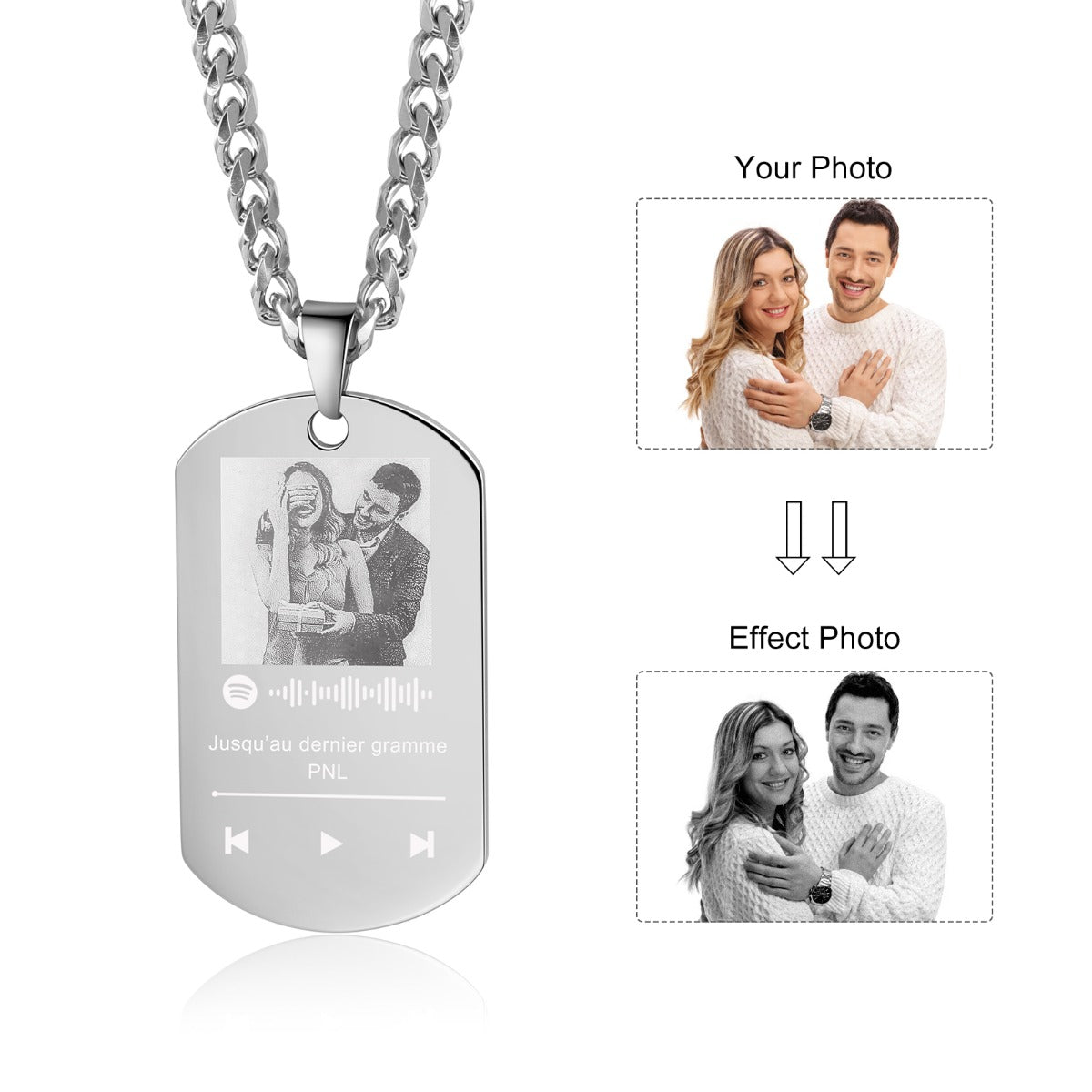 Personalized Stainless Steel Spotify Code Photo Necklace