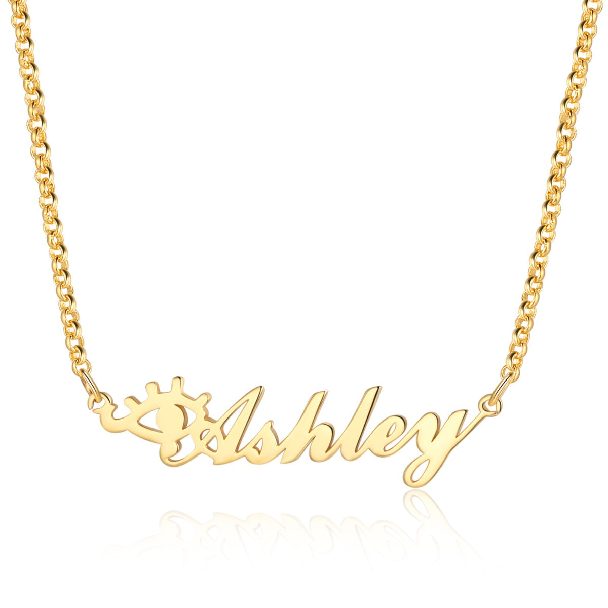 Copper 18K Evil Eye Name Necklace