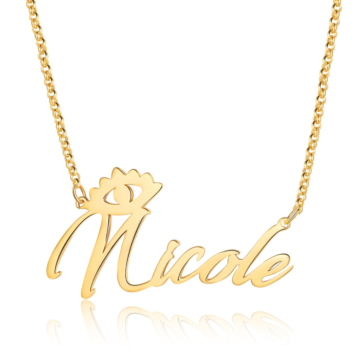 Copper 18K Evil Eye Name Necklace