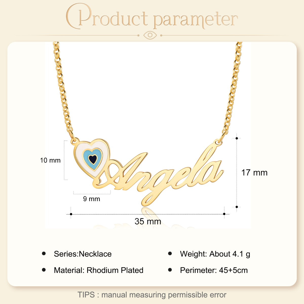 Copper 18K Evil Eye Name Necklace