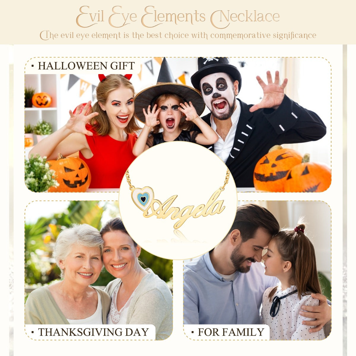 Copper 18K Evil Eye Name Necklace