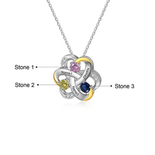 Rhodium Plated Flower Shape Pendant Necklace