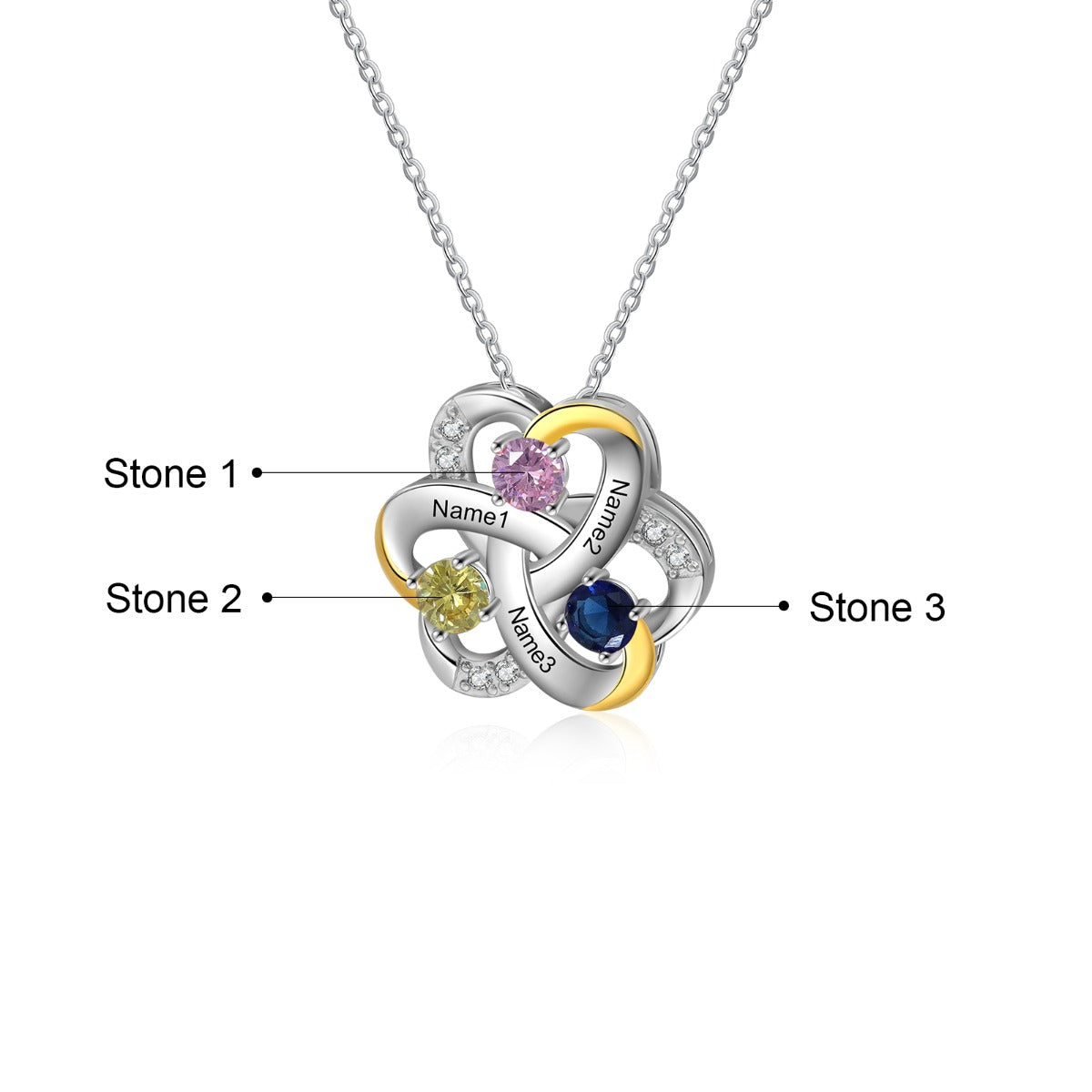 Rhodium Plated Flower Shape Pendant Necklace