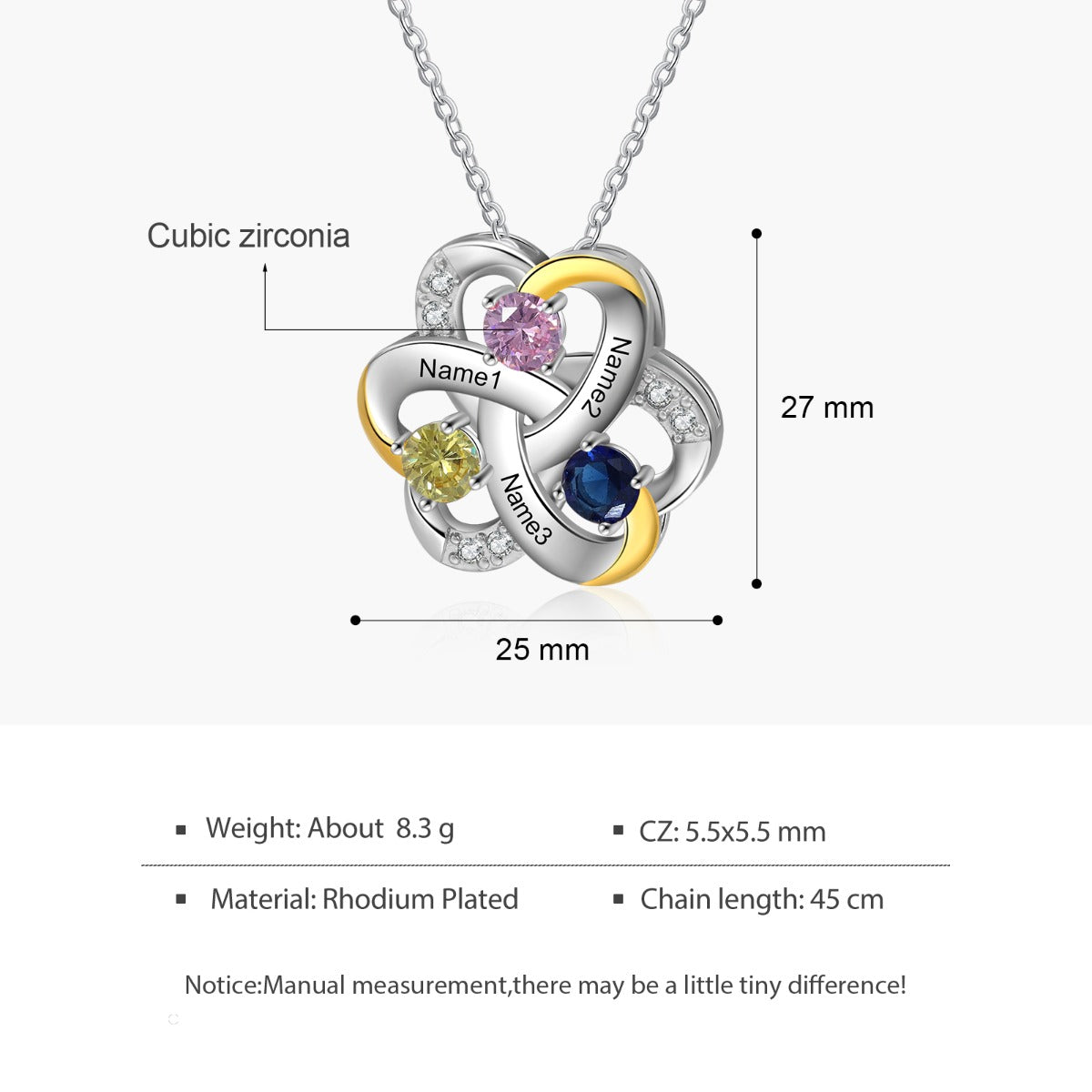 Rhodium Plated Flower Shape Pendant Necklace