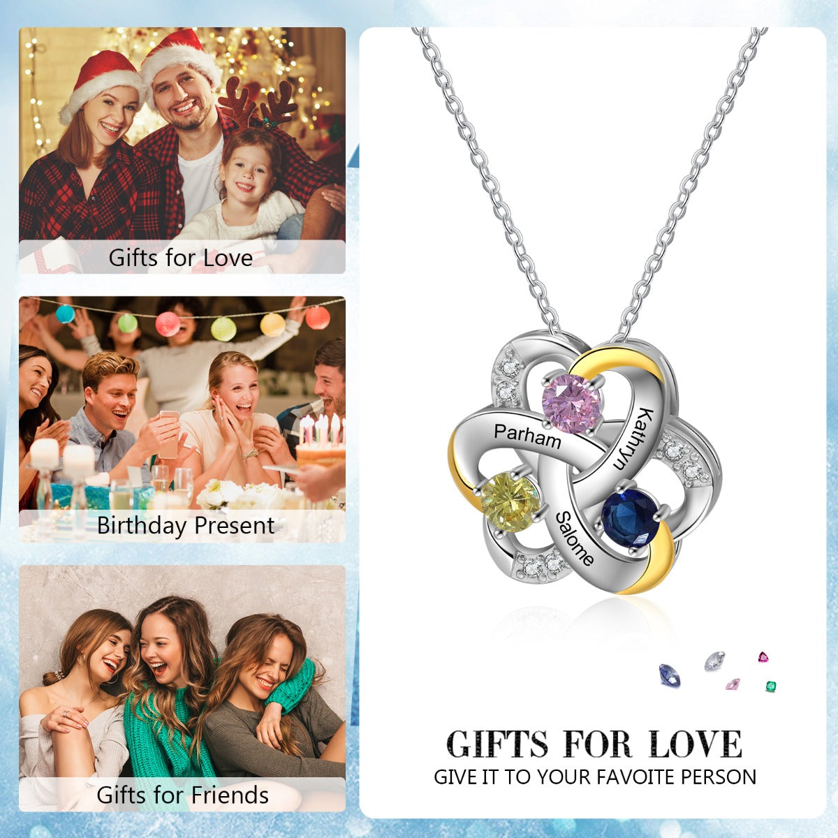 Rhodium Plated Flower Shape Pendant Necklace
