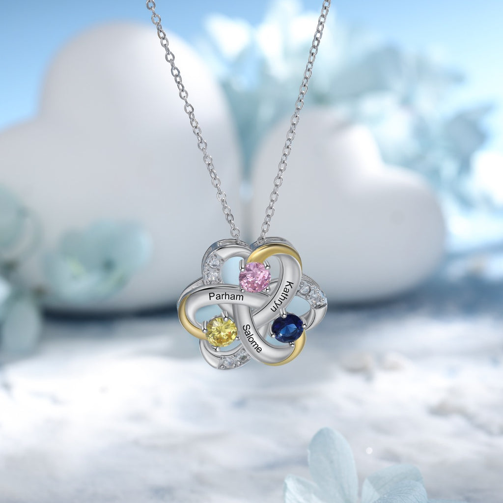 Rhodium Plated Flower Shape Pendant Necklace