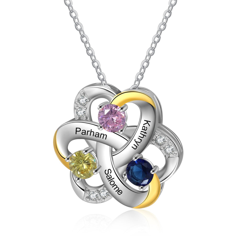 Rhodium Plated Flower Shape Pendant Necklace