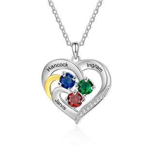 Personalized Rhodium Plated Birthstone Heart Pendant Necklace