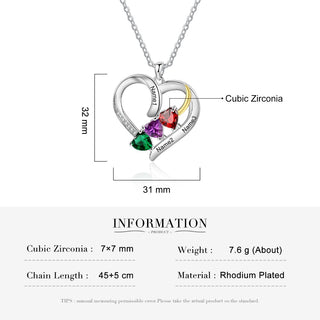 Personalized Rhodium Plated Heart Shape Pendant Necklace