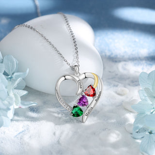 Personalized Rhodium Plated Heart Shape Pendant Necklace