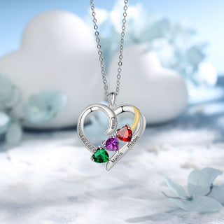 Personalized Rhodium Plated Heart Shape Pendant Necklace