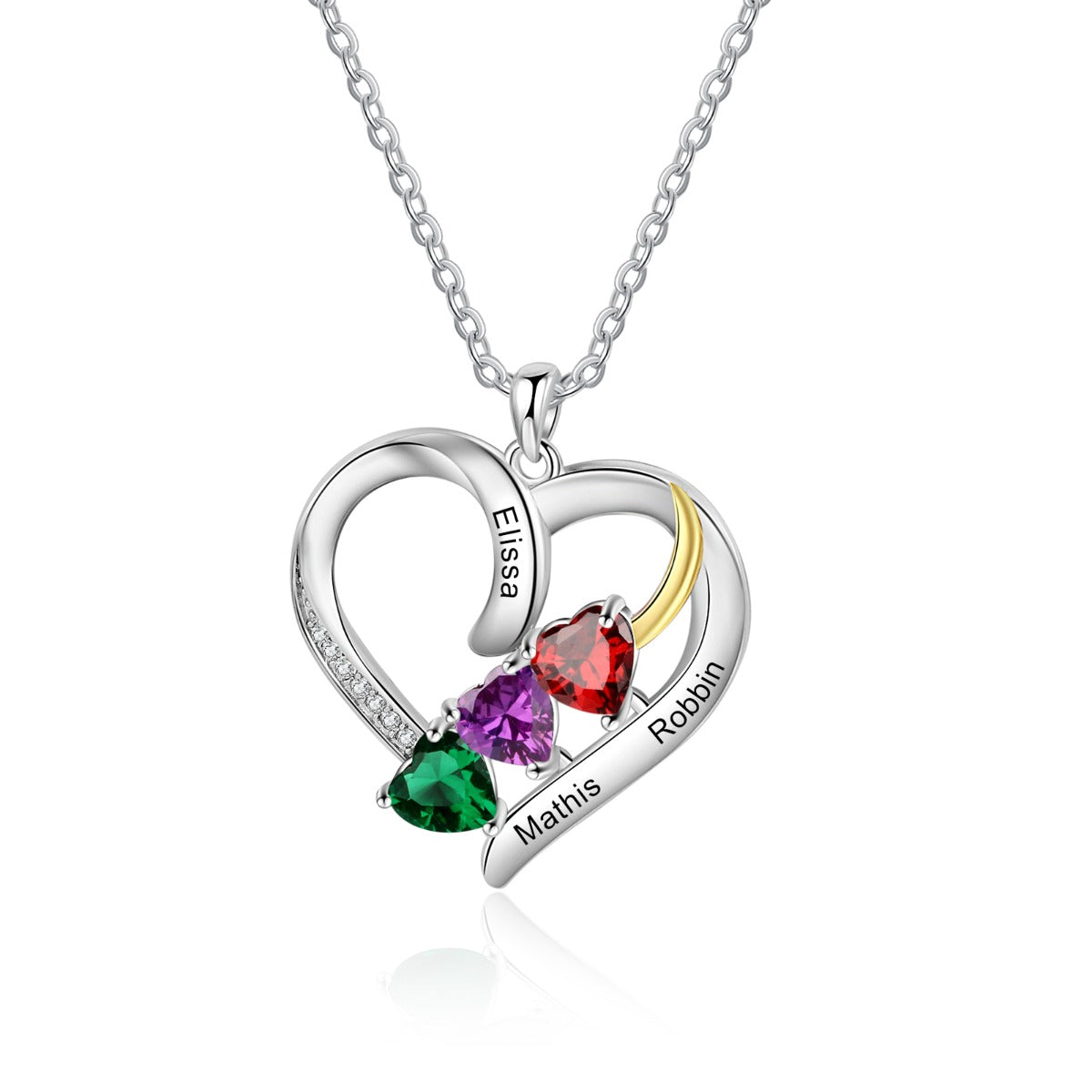 Personalized Rhodium Plated Heart Shape Pendant Necklace