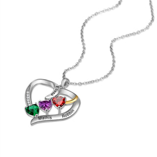 Personalized Rhodium Plated Heart Shape Pendant Necklace
