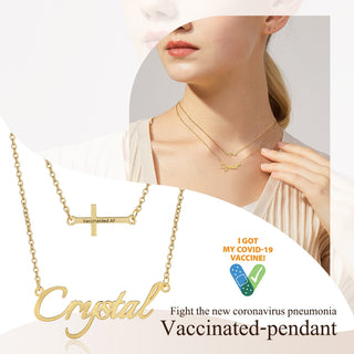Have Been Vaccinated Custom Name Rhodium Plated Necklace