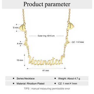 Personalized Rhodium Plated Vaccination Name Necklace