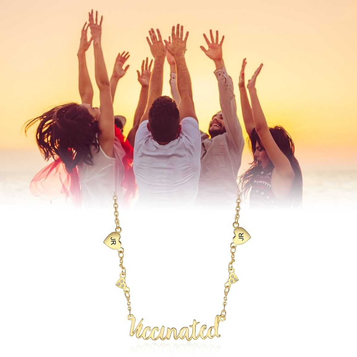 Personalized Rhodium Plated Vaccination Name Necklace