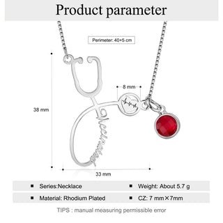 Rhodium Plated Vaccination Name Necklace