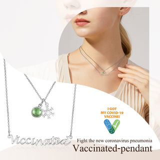 Rhodium Plated Vaccination Name Necklace