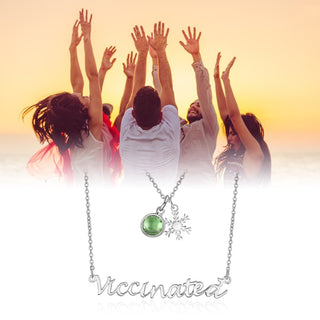 Rhodium Plated Vaccination Name Necklace