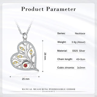 925 Sterling Silver Heart Necklace with Birthstone