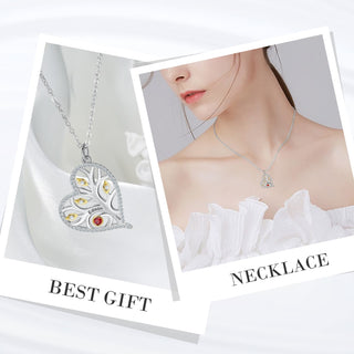 925 Sterling Silver Heart Necklace with Birthstone
