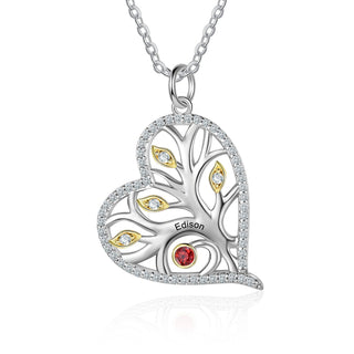 925 Sterling Silver Heart Necklace with Birthstone