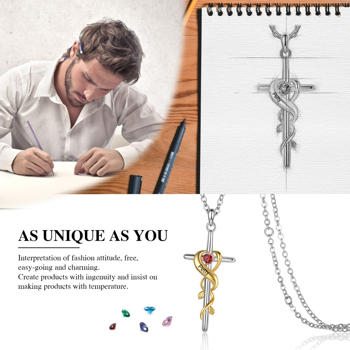 Cooper Cross Vine Pendant Necklace