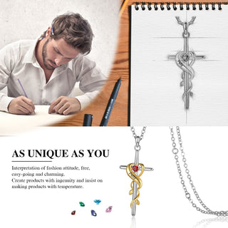 Cooper Cross Vine Pendant Necklace