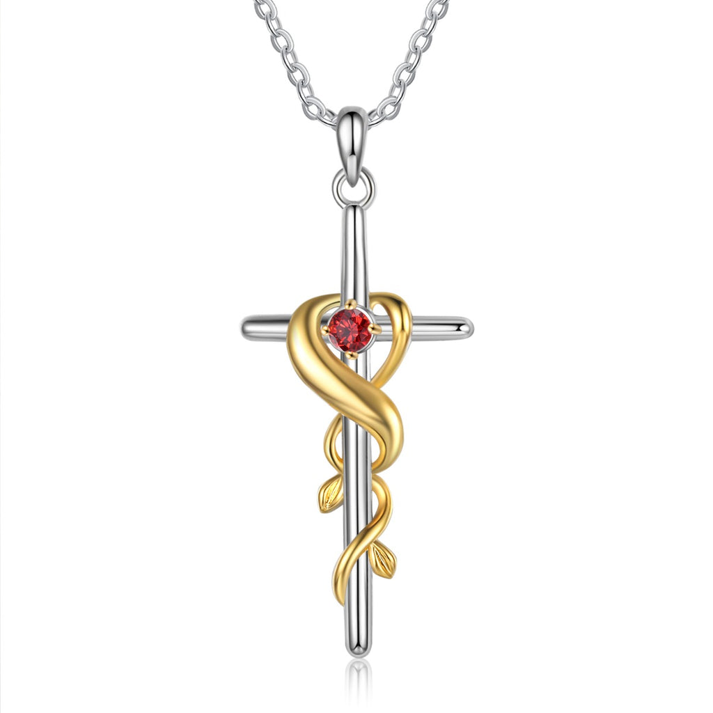 Cooper Cross Vine Pendant Necklace