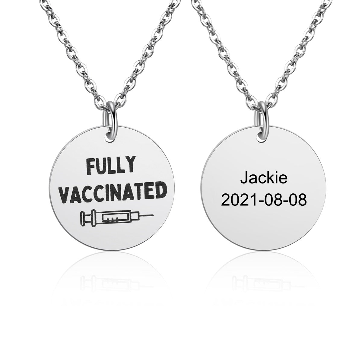 Personalized Stainless Steel Vaccination Necklace