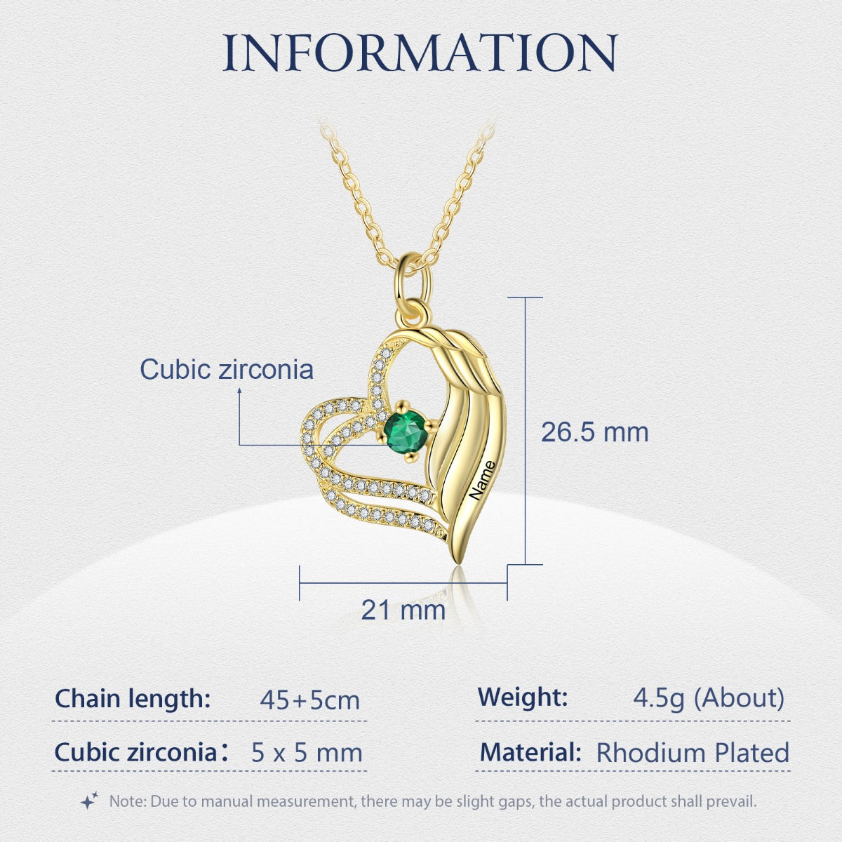 Personalized Angel Wing  Heart Necklace