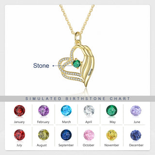 Personalized Angel Wing  Heart Necklace