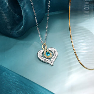 Rhodium Plated Heart Shape Necklace with Birthstone